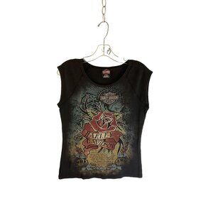 Vintage Harley-Davidson Y2K Flower Sleeveless T-Shirt Size:Large